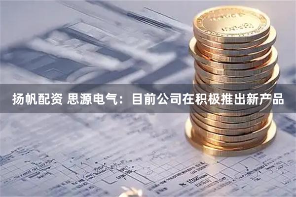 扬帆配资 思源电气：目前公司在积极推出新产品